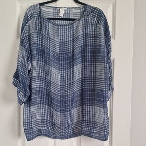 Blue Plaid Women's Top HM Size 14